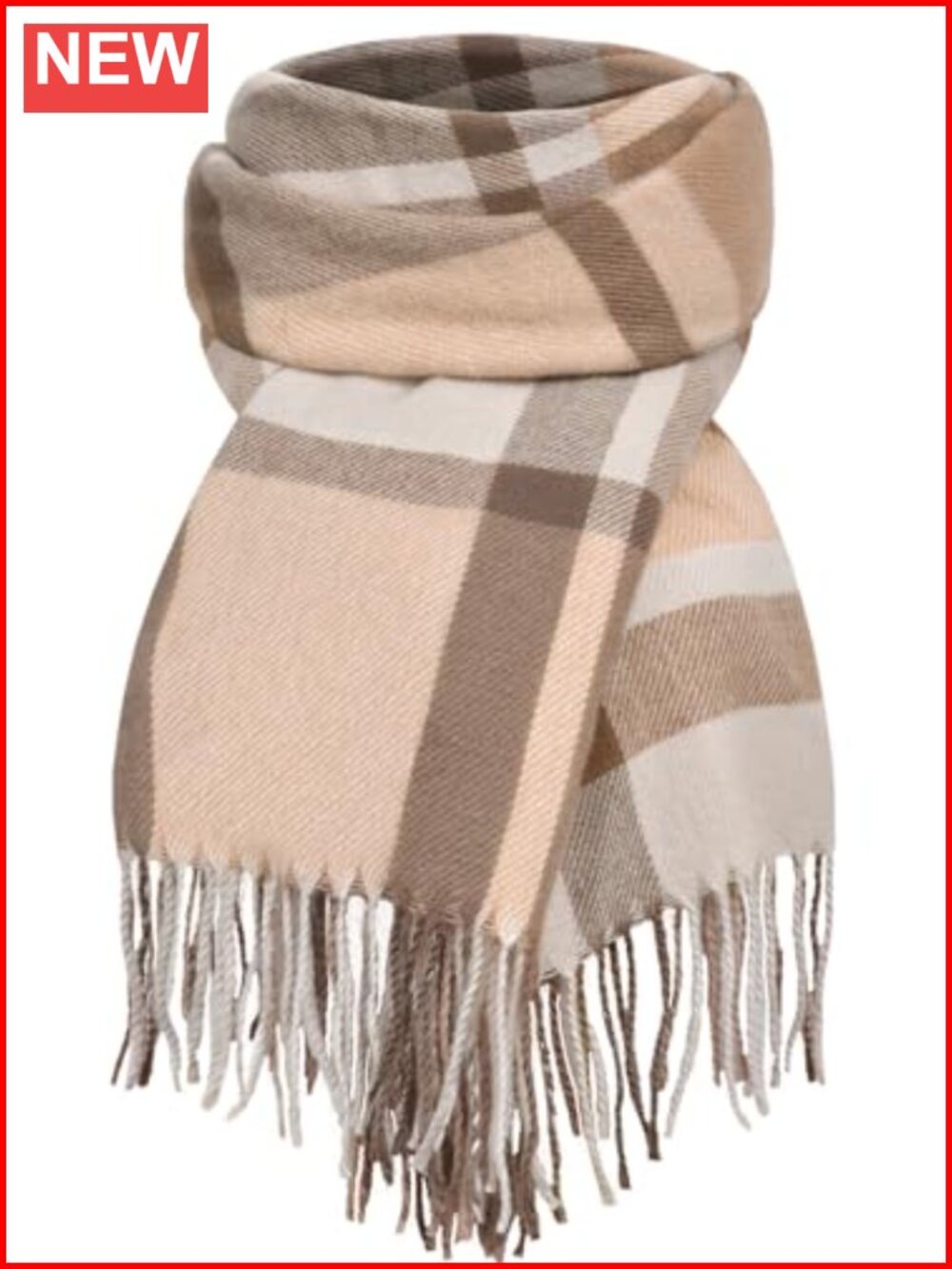 Women's Long Plaid Blanket Scarf Cashmere Feel Tassel Shawl Wrap